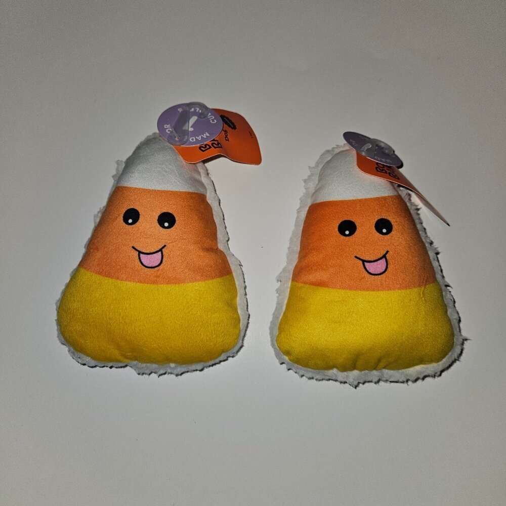 NEW Halloween Candy Corn Squeaky Plush Dog Toys Lot Boots & Barkley Chew Level 1